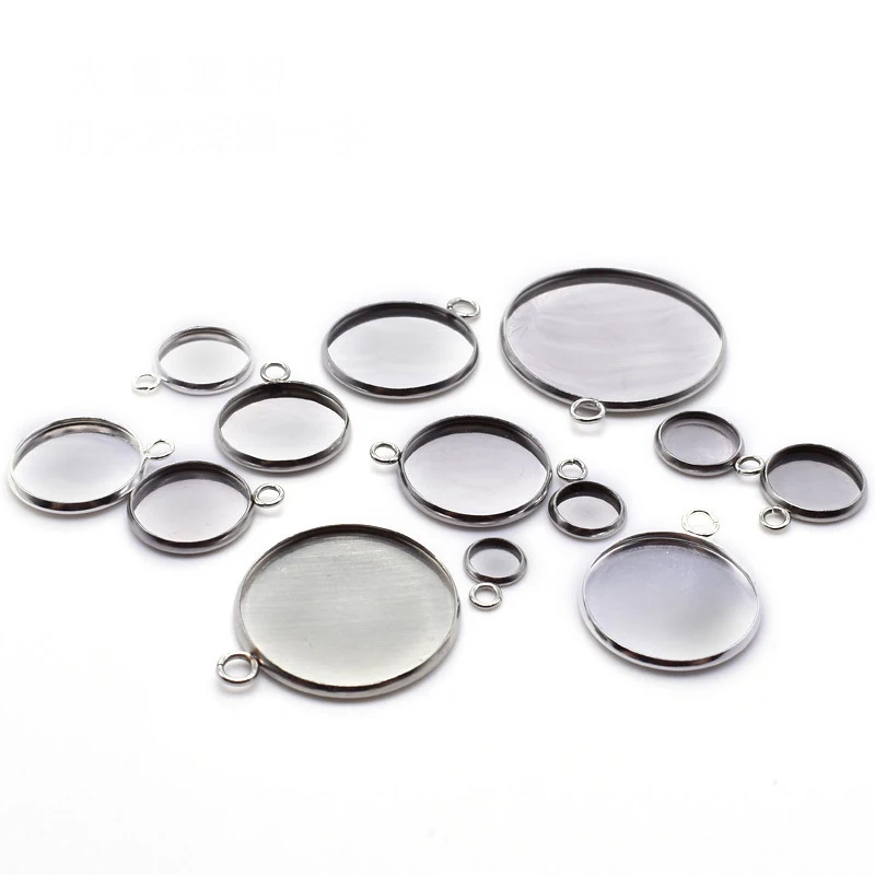 

Mibrow 20pcs/lot Stainless Steel Single Pendant Cabochon Base Settings fit 6/8/10/12/14/16/18/20mm Cabochon DIY Jewelry Making