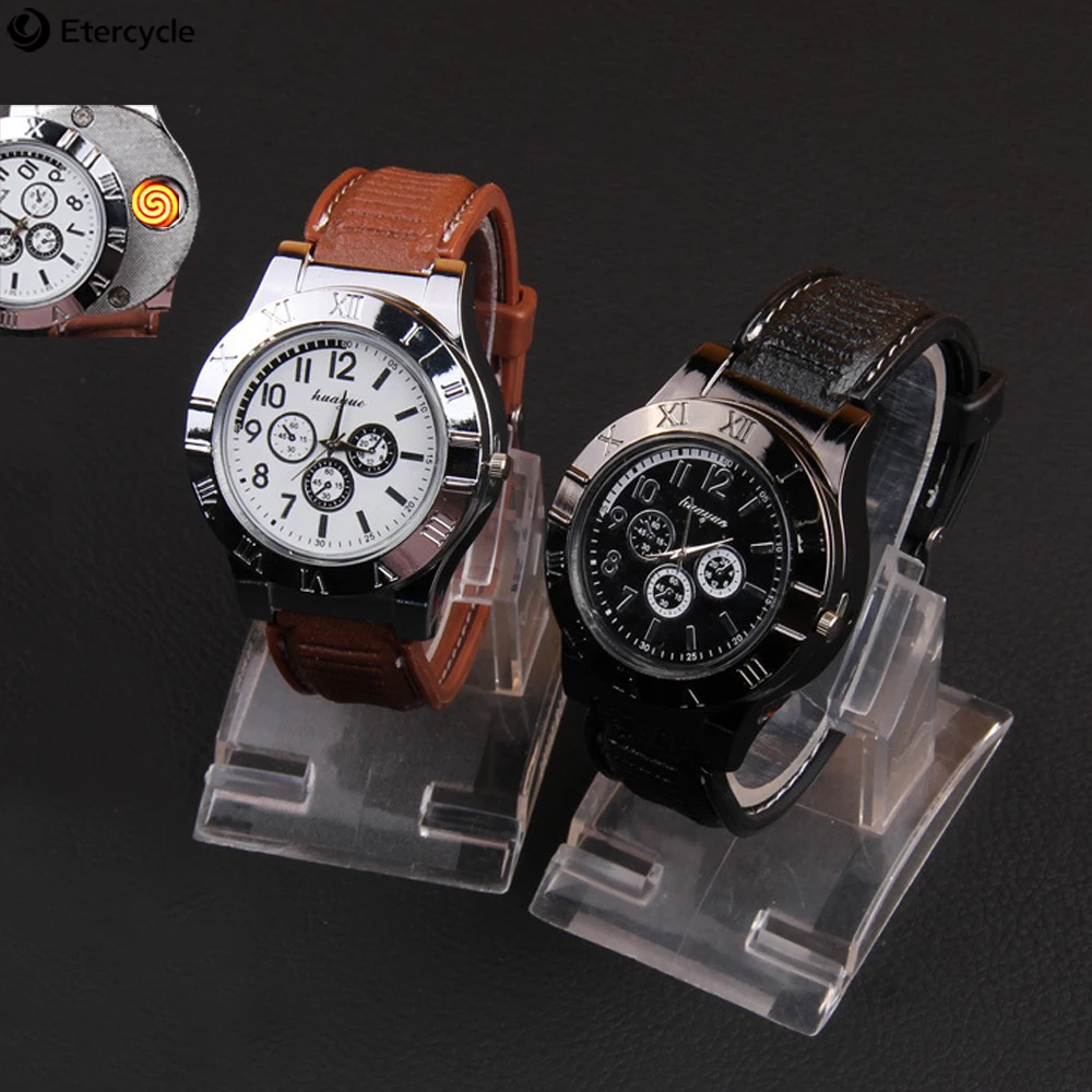 

Personalized creative windproof lighter watch USB charging Electronic cigarette lighter Silent windproof cigarette lighter