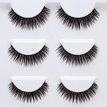 

Natural False Eyelashes 3-Pairs Natural Thick Cross Eyelash Extension Tools L08 Wholesale 3D Mink Eyelashes
