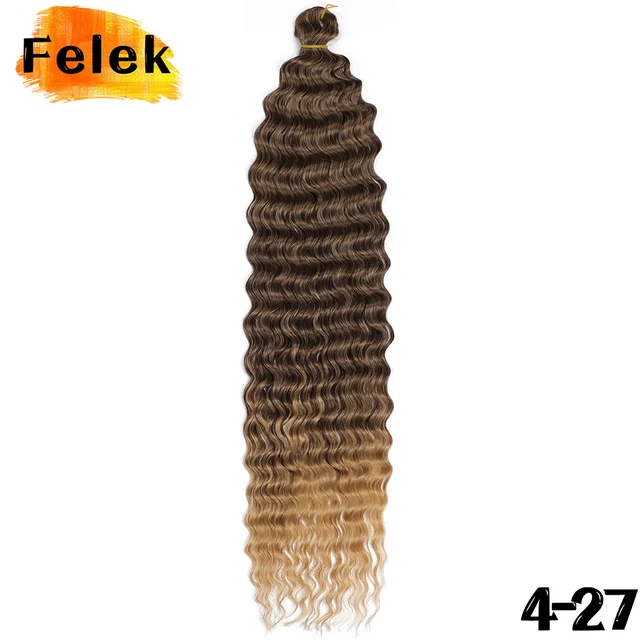 22-30inch Deep Wave Twist Crochet Hair Natural Synthetic Afro Curls Crochet Braids Ombre Braiding Hair  Extensions For Women 4-27