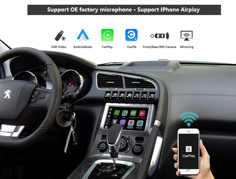 Wireless Apple Carplay Android Auto Retrofit Box For Peugeot 3008 2015 2016  Original Screen Upgrade Supports Mirroring Siri - Car Multimedia Player -  AliExpress