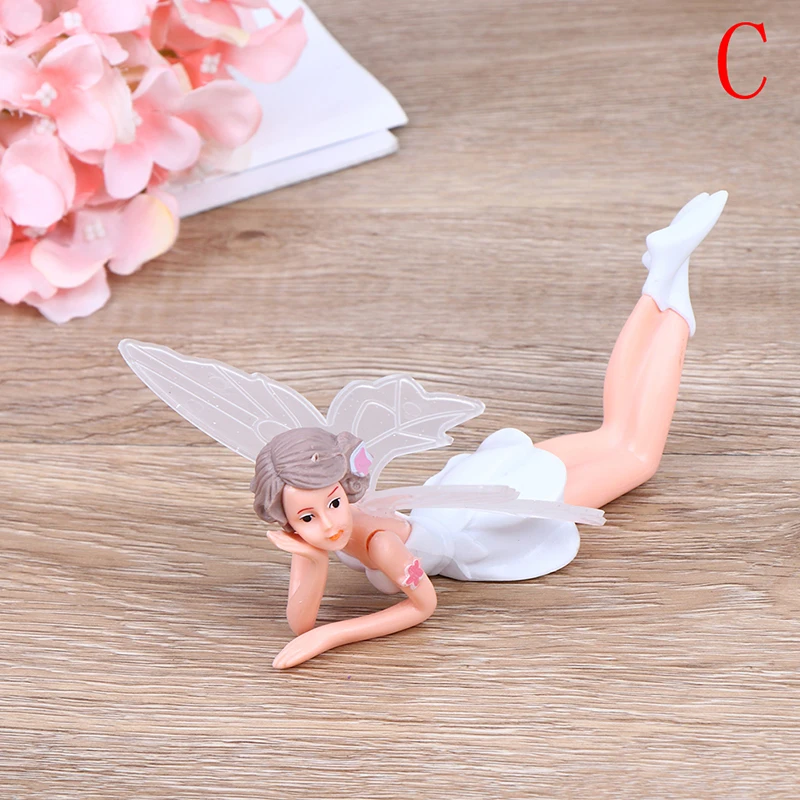 1PC Flying Flower Fairy Garden Miniature White Angel Flower Ornaments DIY Home Decoration Accessories Desk Decor Cake Ornaments - Color: C