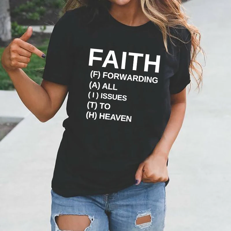 

Women Faith Print T-shirt Female Christian Round Neck Graphic T Shirts Short Sleeve Summer Top Tee Cute Funny Woman Tshirts