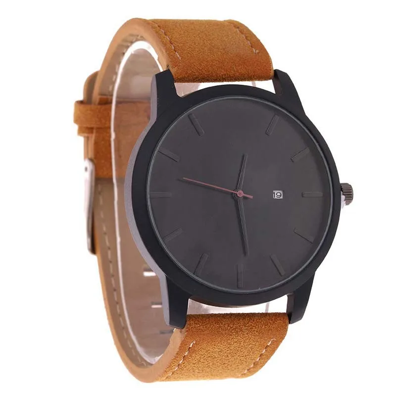 

Europe And America-Style Large Dial Men Casual Watch High-End Calendar Business Dull Polish Belt Watch Quartz Watch