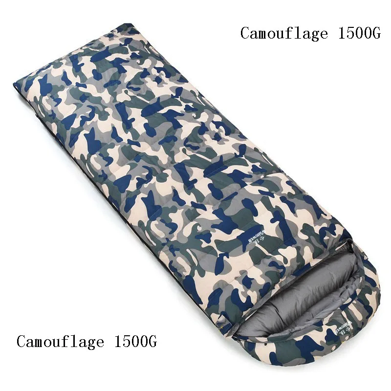 Camouflage 1500G Супер светильник, белый утиный пух, уплотненный спальный мешок для кемпинга, спальный мешок для взрослых, уличный спальный мешок - Цвет: Camouflage 1500G