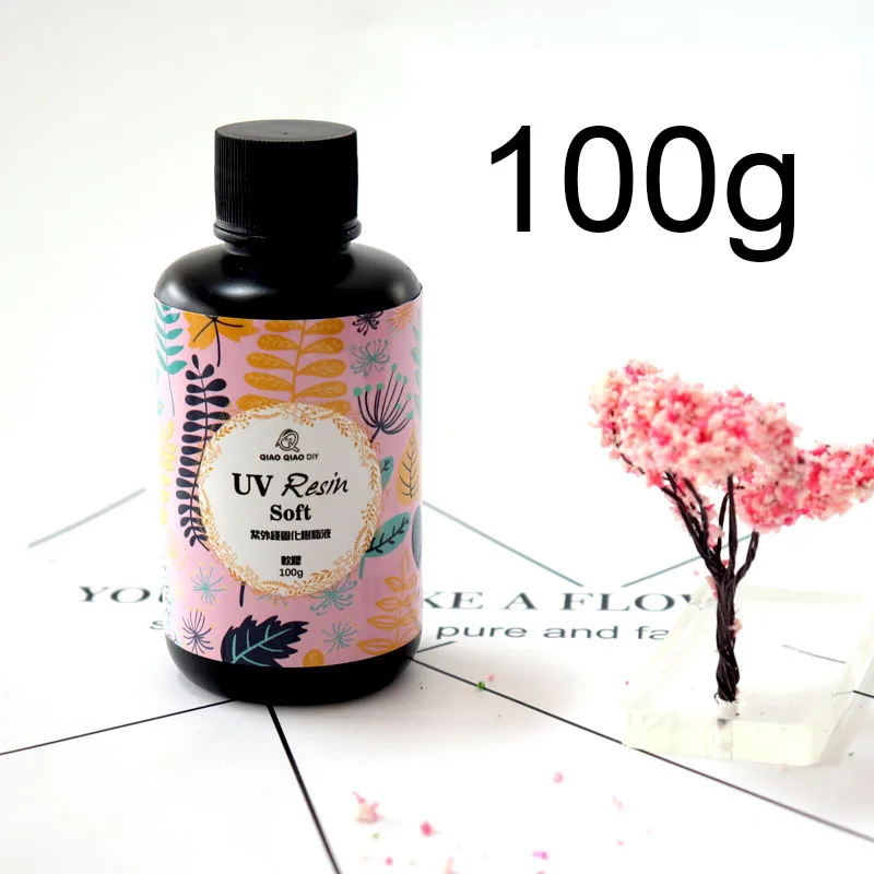 Soft Type UV Resin Kawaii Resin Craft Supplies Solar Curing Ultraviolet Activated Resin Sunlight Cure Resin Transparent Clear - Цвет: 100g
