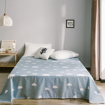 

Cozy Breathable Cotton Flat Bed Sheet Home Mattress Protective Cover Fashion Printing Soft Comfortable Bed Linen
