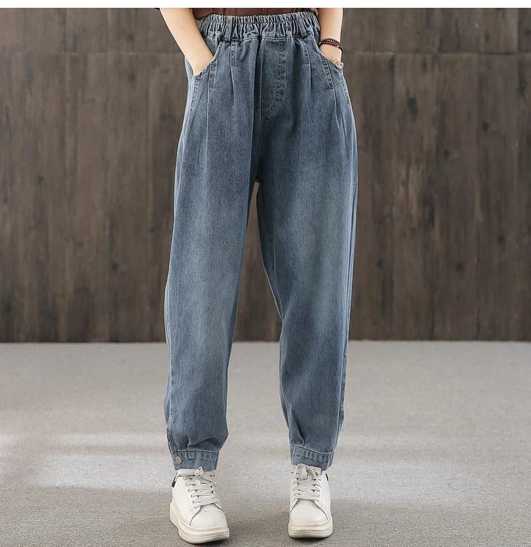 skinny jeans Casual Elastic High Waist Women’s Denim Ankle Banded Pants Vintage Baggy Mom Harem Jeans Streetwear Spring Denim Trousers Female jeans pant