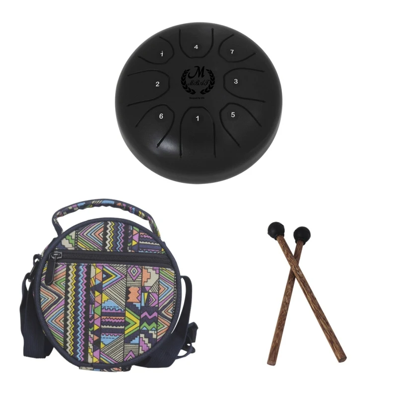 

PORTABLE 5.5INCH TONGUE DRUM WITH DRUM MALLETS CARRY BAG 8-TONE STEEL TONGUE DRUM C KEY HAND PAN DRUM PERCUSSION INSTRUMENT