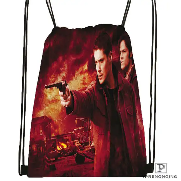 Drawstring Backpack Пользовательские Дин и Сэм сверхъестественная походная сумка на шнурке милый рюкзак для детей(черная спинка) 31x40 см#180531-04-30 - Цвет: Drawstring Backpack