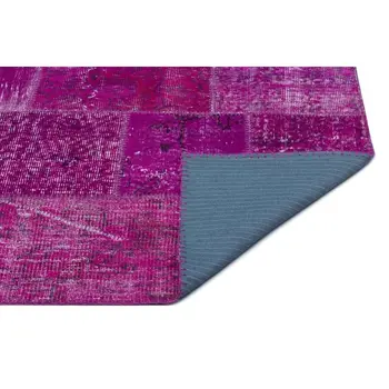 

Handmade Fuchsia Vintage Overdyed Patchwork Area Rug 120x180 Cm-3'11''X5'11''