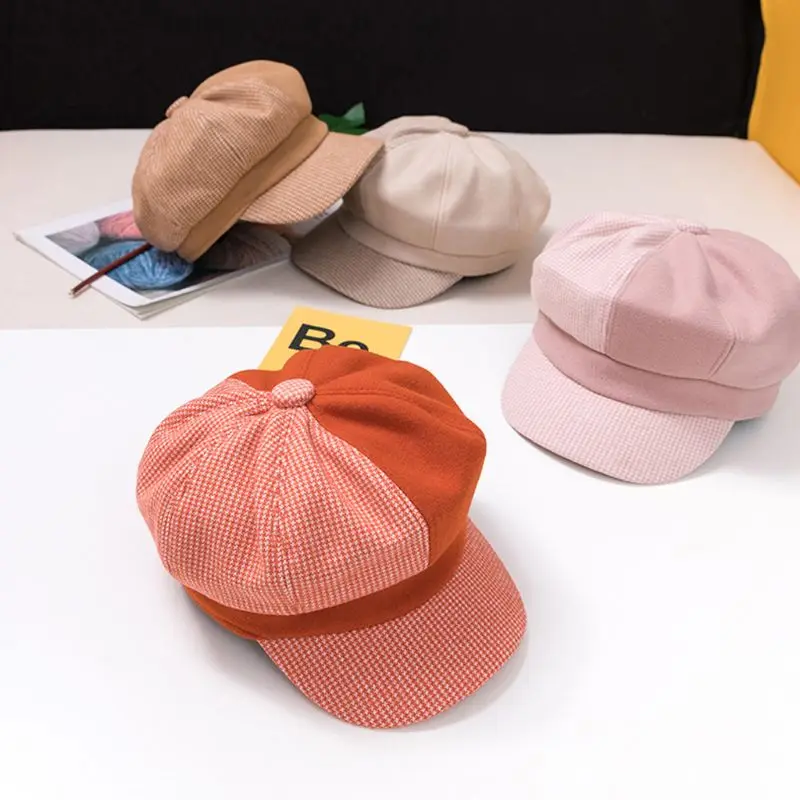 

Baby Hat Octagonal Retro Newsboy Cap for Girls Boys Autumn Winter Children Hat
