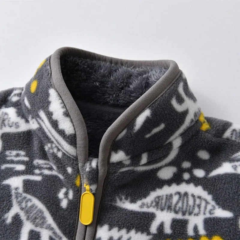 New Spring Autumn Winter Child Kid Clothes Baby Boys Dinosaur Jackets Outwear Polar Fleece Soft Warm