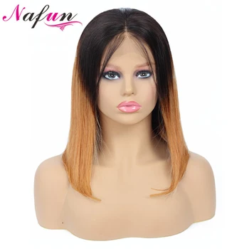 

Straight Lace Front Human Hair Wigs Brazilian 13x4 Lace Wigs For Women 1B/30 Short Bob Wigs Pre Plucked Remy Hair 150% Density