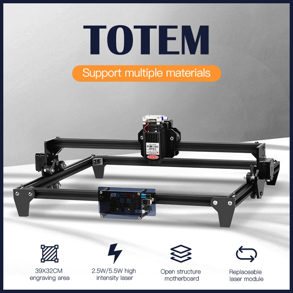 US $125.40 Twotrees Totem CNC Laser Engraving Machine 2500mW 5500mW 3040cm Mini DIY 2Axis Easy Installation With 2A4988 Motor Drivers