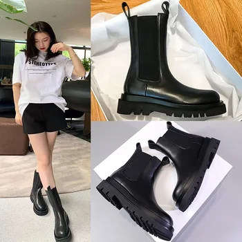 

net red smoking boots boots women cowhide 2020 autumn British style skinny short boots