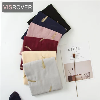 

VISROVER 2020 fashion summer feather embroidery viscose scarf Fashion Wraps Shawls Summer Beach Hijab wholesales