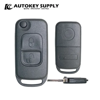 Per Mercedes 2 pulsanti Flip Key Shell 2 Track Blade Autokeysupply AKBZF104