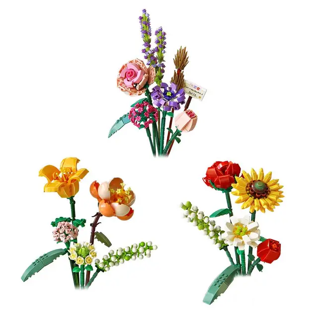 Flower Bouquet Building Bricks Decorative Flower Building Blocks Set DIY Bouquet Building Kit Toy for Kids for Home Decoration 1