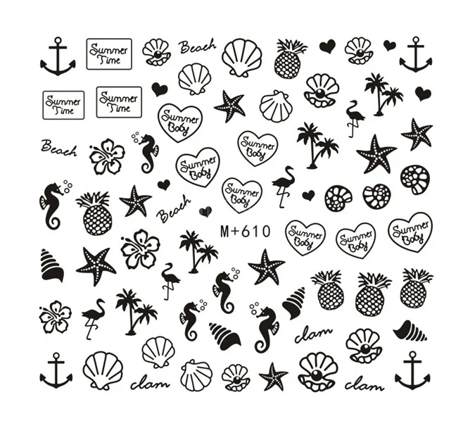 

Nail Sticker Art Water Decals Nails Tattoo Slider Cool Summer Time Beach Design Decoration Stickers Manicure Pegatina Foil Wraps