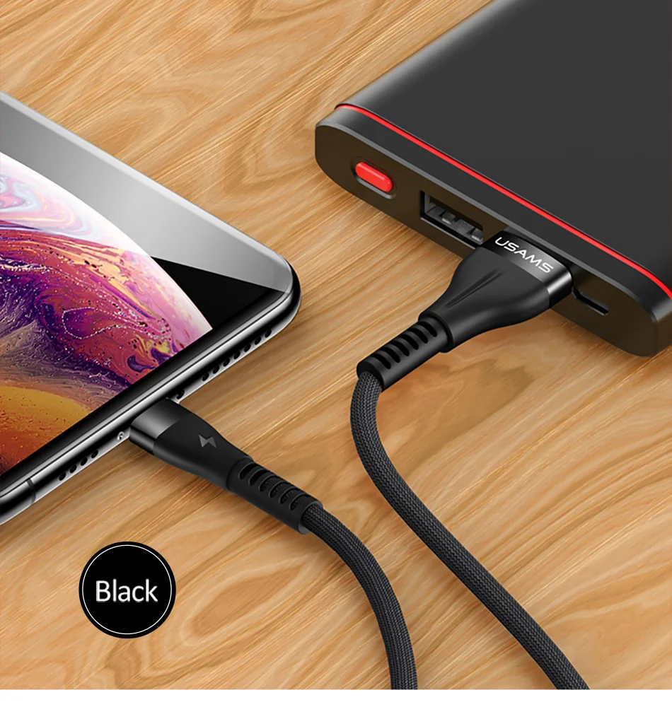 USAMS Реверсивный кабель для iPhone 6 2A для быстрой зарядки и передачи данных Кабельное зарядное usb-устройство кабель для передачи данных для iPhone XS X 8 7 6 6s 5S se USB шнуры