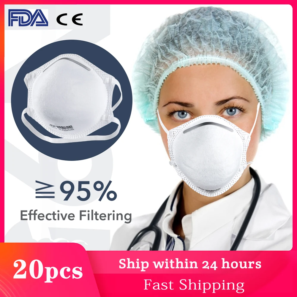 

[Fast Delivery] 20pcs N95 Medical Mask FDA Certificate Dustproof Mouth Face Mask Reusable Women Men Dust Winter Warm IN Stock