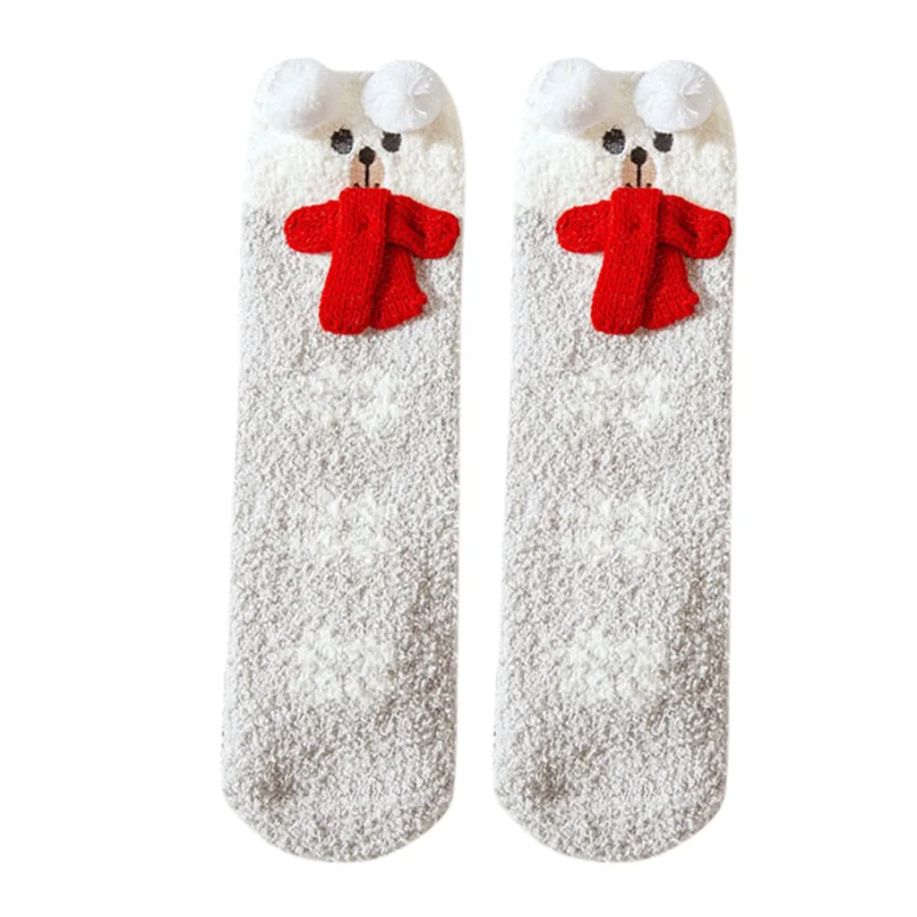 Winter Warm Cute Bear Sleeping striped Socks Fashion Kawaii sunny Animal Socks Home Women Girl Soft Bed Floor Socks calcetas#W