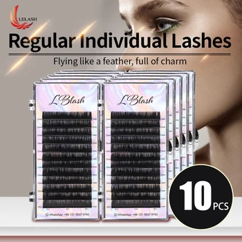 

10CASE Eyelashes Extension Silk Fiber Individual False Eyelash Extensions Classic Natural Lash Extension Supply Russian Lashes