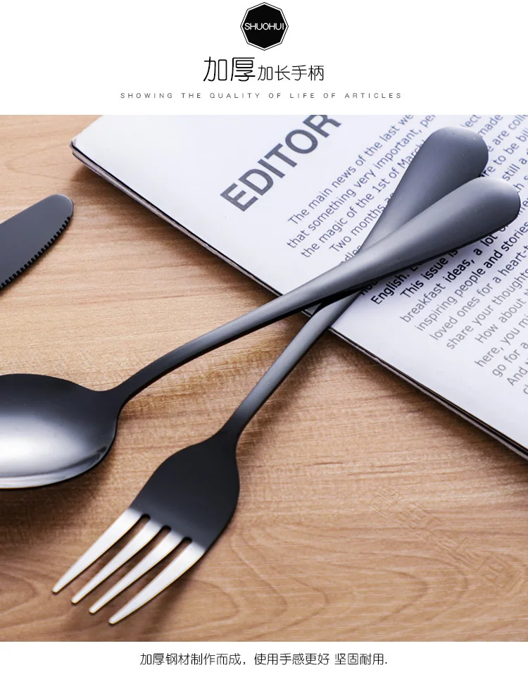 1010 Titanium Stainless Steel Knife, Fork And Spoon Coffee Spoon Tableware Set Top Grade Western Tableware Cross Border for Whol