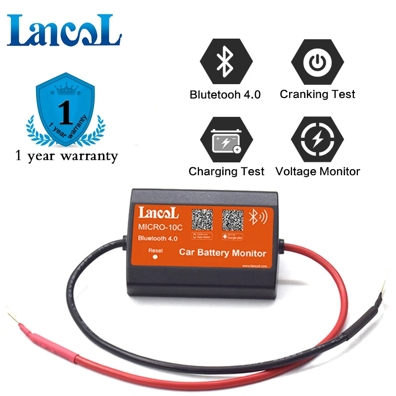 Lancol Micro-10 C Új Verzió Bluetooth Akkumulátor 12 V-Os Autó Voltméretű Megfigyelő Telefon Show Akkumulátor Rendszer Elemző