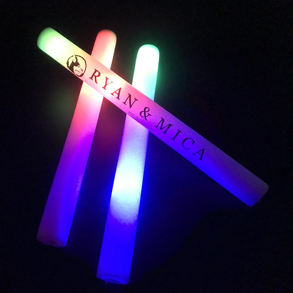 Foam Glow Sticks Light up Sticks Party Favor Flashing Glow in The Dark July  4th Party Supplies Personalized Customized Wedding