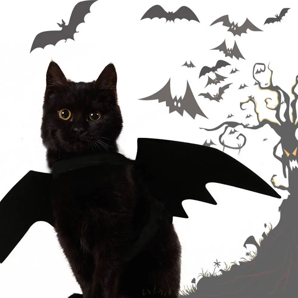 Щенка собаки кошки одежда костюмы на Хэллоуин для домашней собаки, крылья летучей мыши, вампира черного цвета, изящные модные Наряжаться Хэллоуин для домашней собаки кошки костюм "Кошка"
