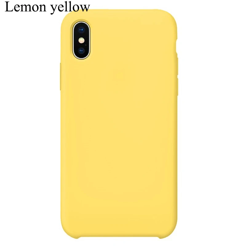 Lemon yellow Роскошный официальный силиконовый чехол с логотипом чехлы для iPhone 6 s 7 8 plus для Apple IPhone X XS Max XR айфон 8 плюс афон айфона xr кейс чехля чехла чехле бампер case cover - Цвет: Lemon yellow