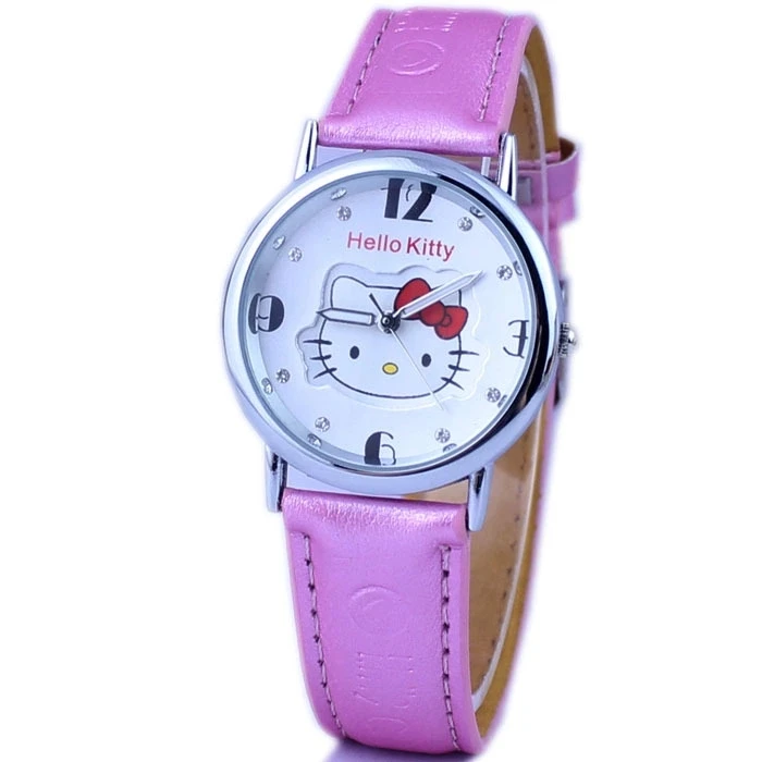 Мода новый ремень рисунок «Hello Kitty» розовый KT кот ребенок кварцевые часы