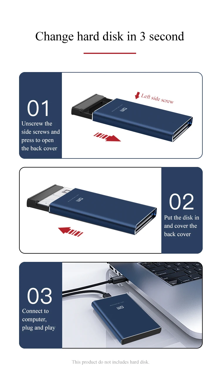 DM 2," SATA для USB 3,0 Micro B жесткий диск SSD Внешний Корпус чехол HD003 инструмент горячая замена для Macbook