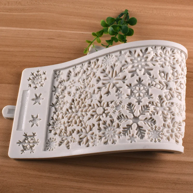 

38x11.8cm DIY Christmas Snowflake Cake Decorating Edge Mould Fondant Chocolate Mould Liquid Silicone Mould Kitchen Baking Tool