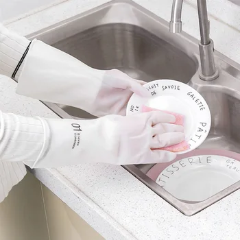 

Magic Latex Dish Washing Gloves Latex Scrubber Rubber Dishwashing Gloves For Household Kitchen Latex Cleaning Gloves 2 Size-30