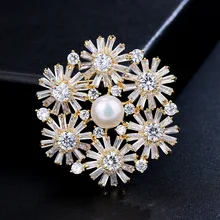 Семь девушек Снежинка жемчуг брошь с натуральным пресноводным жемчугом для женщин Циркон модное пальто платье хорошее ювелирное изделие подарок