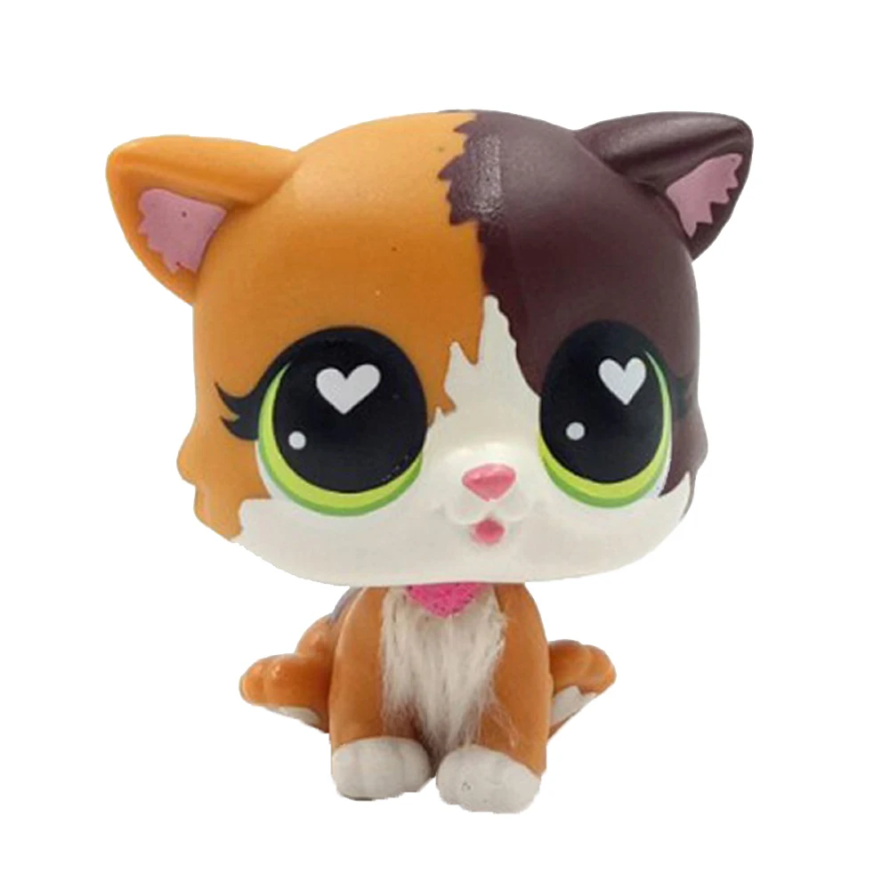 Littlest Pet Shop toys lps 5 little cat cute yellow kitty with Heart shaped eyes 