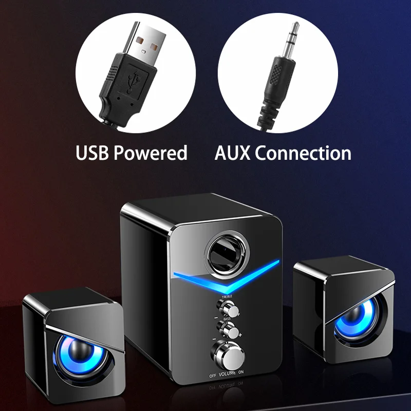 Computer Speakers Wired Loudspeaker Bass Subwoofer AUX Audio Home Theater Music Bluetooth Player PC Laptop SoundBox