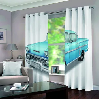 

SOFTBATF Blue Car Curtain For Window Blackout Curtains Fabric Drapes Window Curtains For living Room Bedroom Dropshipping