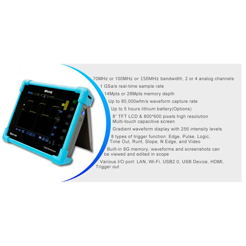 Micsig TO1152 цифровой планшетный Осциллограф 150 МГц 2CH 1G Sa/S частота дискретизации в реальном времени автомобильные осциллографы комплект Multimetro