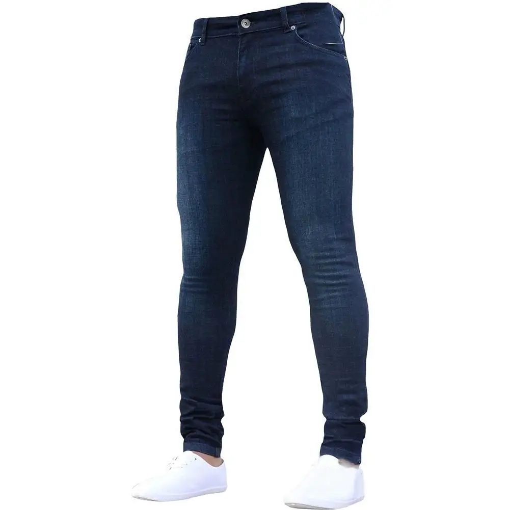 Pantalones vaqueros ajustados para hombre, a la moda mallas largas, informales, para negocios, primavera y otoño