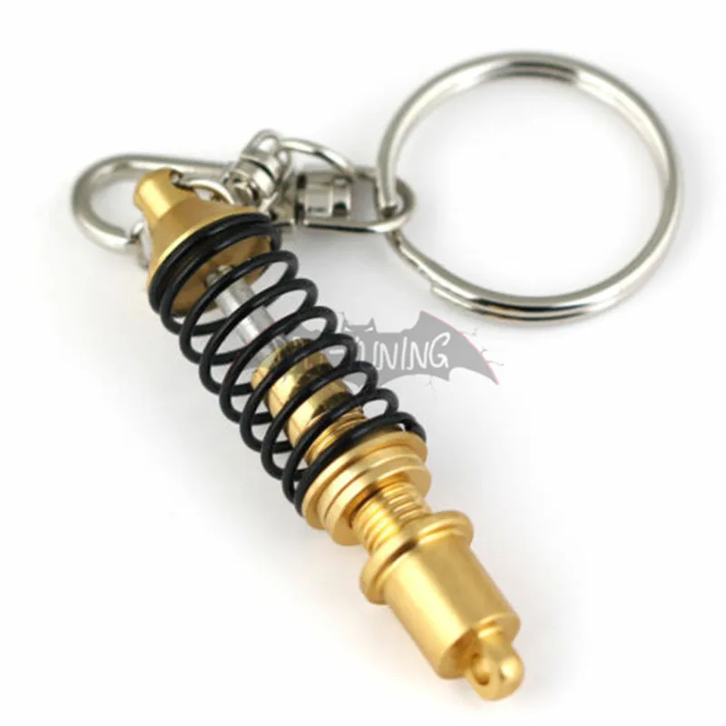 Универсальный абсорбирующий брелок для ключей, регулируемый брелок для ключей с пружиной Coilover, автомобильная часть, брелок для ключей из сплава, подарок - Название цвета: YELLOW