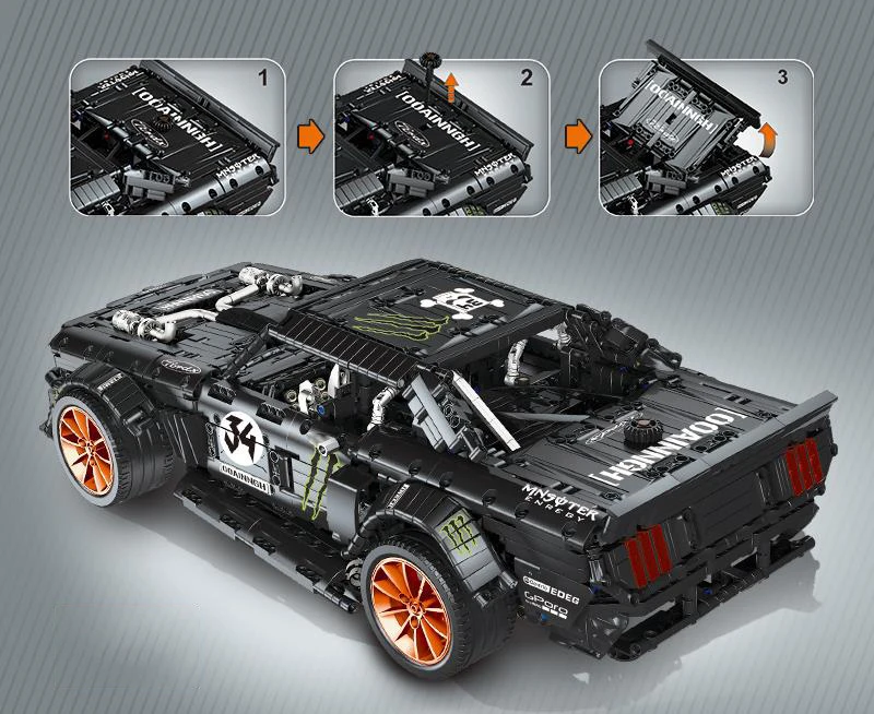 Ford Mustang Hoonicorn RTR V2 Technic Супер гоночный автомобиль модель строительные блоки кирпичи с светодиодные игрушки рождественские подарки