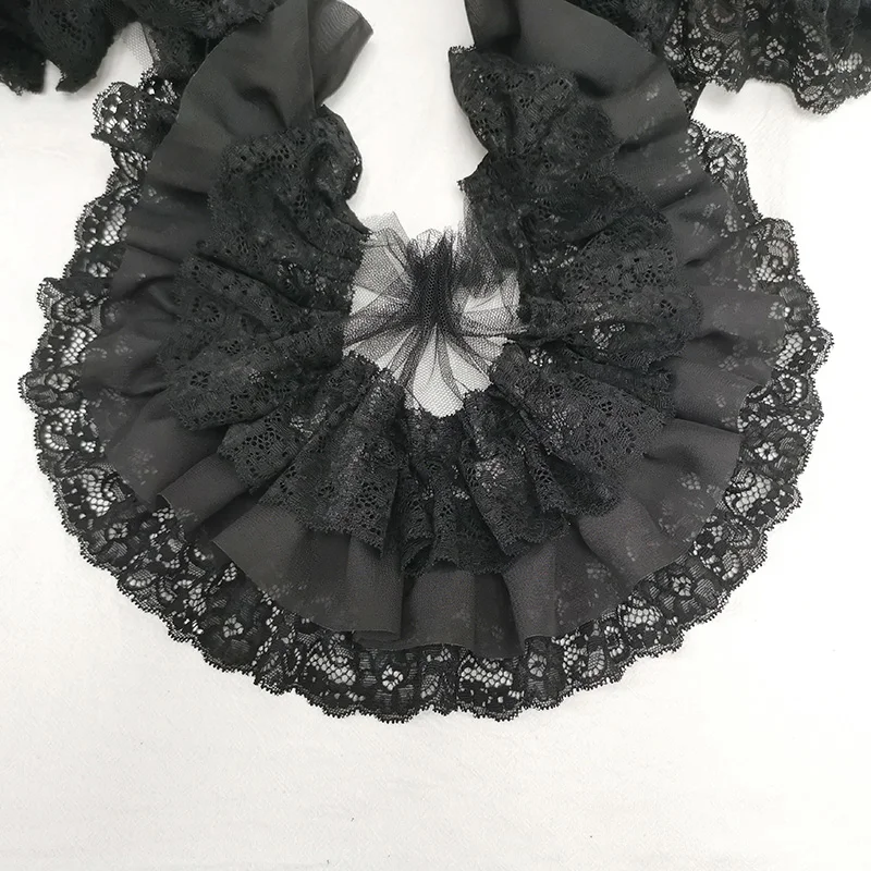 Lace ribbon lace fabric lace sewing accessories lace sewing supplies lace accessories lace garment accessories lace decoration lace hair accessories 1M embroidery three layers mesh lace trims luxury sewing lace fabric handmade DIY craft for wedding dresses decoration