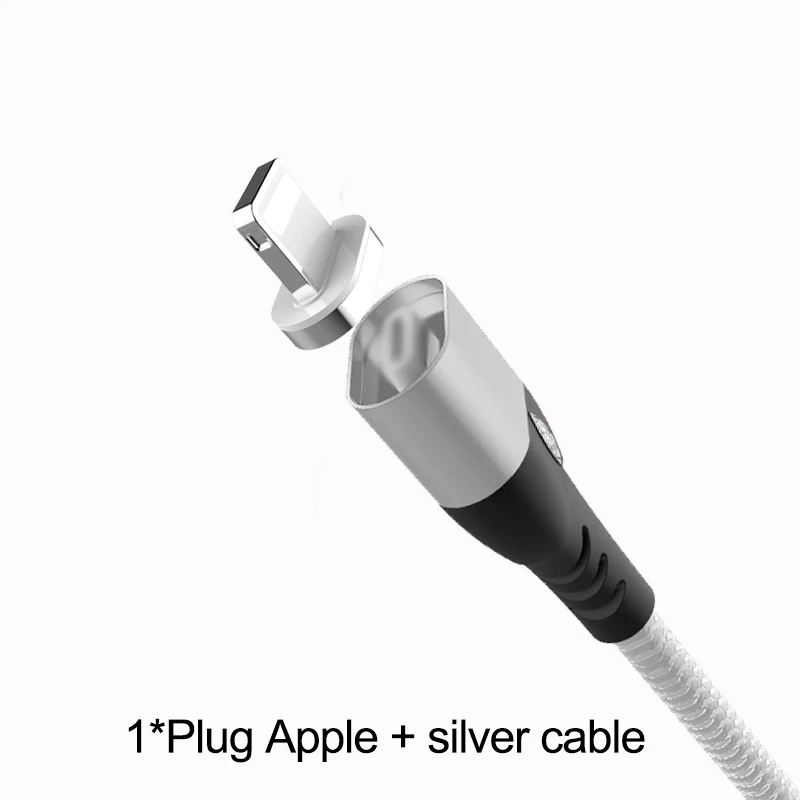 ESVNE Usb Магнитный кабель Micro Usb Магнитный Usb зарядный кабель для iphone samsung Быстрая зарядка Usb type C кабель для Xiaomi - Цвет: Silver For Apple
