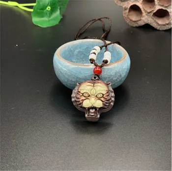 

Chinese Natural jade Tiger head Pendant Beads Necklace Charm Jewellery Fashion Accessories Hand-Carved Man Lucky Amulet Gifts