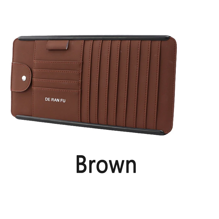 Tefanball Car Leather Multifunction CD Storage Box Car Sun Visor CD Case For DVD Case Glasses Folder Business Card Holder CD Bag - Название цвета: Коричневый