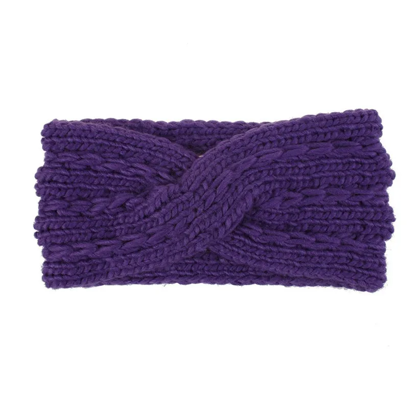 Purple Модные женские зимние трикотажные повязки, аксессуары для волос, Женские однотонные повязки на голову для девочек, гетры 9820 - Цвет: Purple